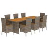 vidaXL Set da Pranzo da Giardino 9 pz con Cuscini in Polyrattan Grigio