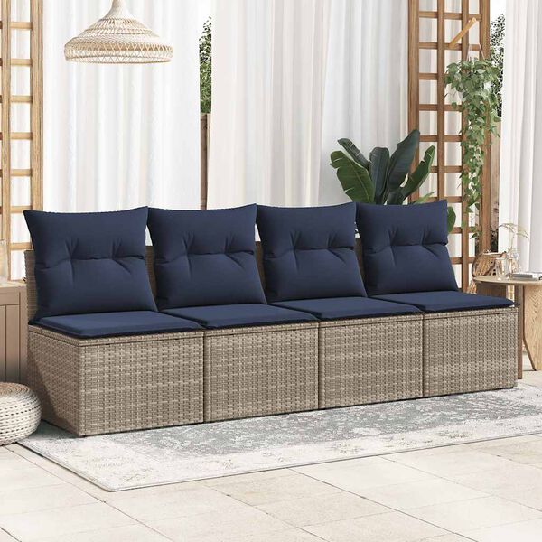 vidaXL Set Divano Giardino 2 pz con Cuscini Grigio Polyrattan Acacia