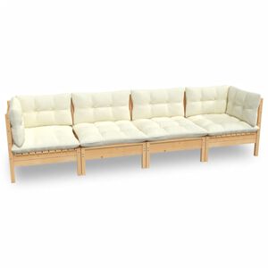 vidaXL Set Divani da Giardino 4 pz con Cuscini Crema Massello di Pino