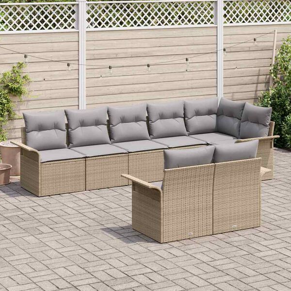 vidaXL Set Divano da Giardino con archiviazione 8 pcs Beige polyrattan