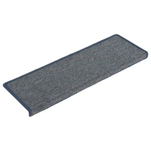 vidaXL Tappetini per scale 15 pz 65x21x4 cm Grigio chiaro e blu con bordo rettangolare