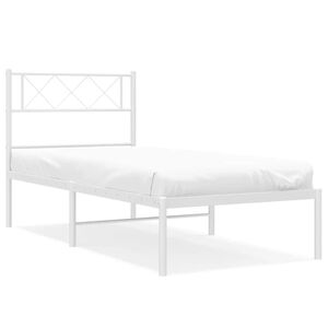 vidaXL Giroletto con Testiera Metallo Bianco 100x190 cm
