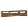 vidaXL Mobile Porta TV con Luci LED Rovere Fumo 195x35x40 cm