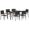 vidaXL Set da Pranzo per Giardino con cuscino 7 pcs Nero polyrattan