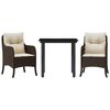 vidaXL Set da Pranzo da Giardino 3pz con Cuscini in Polyrattan Marrone