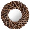 vidaXL Specchio da Parete 40 cm in Legno di Teak Rotondo