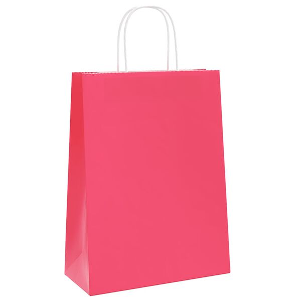 vidaXL Sacchetti di Carta 250 pz con Manici Rosa 26x12x35 cm