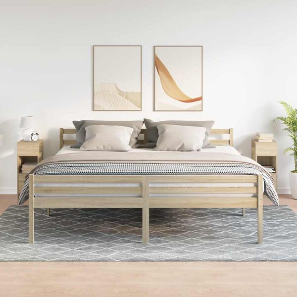 vidaXL Comodini 2 pz con Cassetto Rovere Sonoma 25x31x66 cm