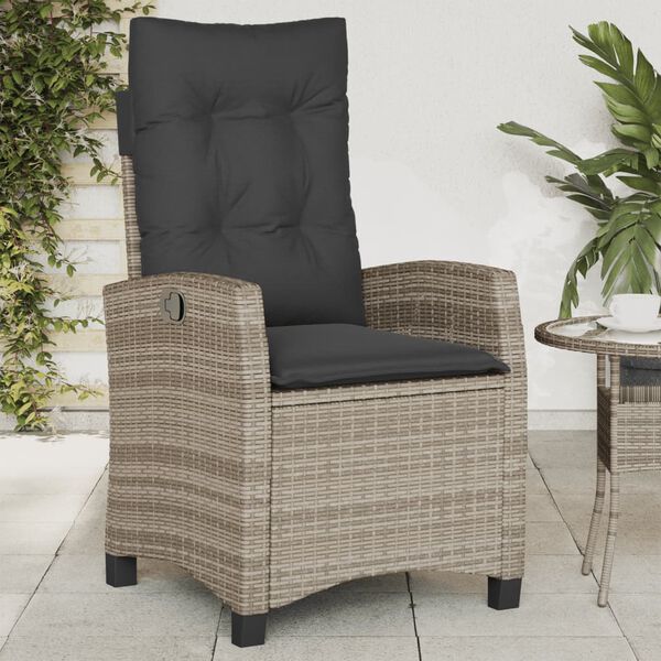 vidaXL Sedie da Giardino Reclinabili 2 pz e Cuscini Grigio Polyrattan