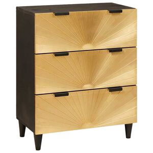 vidaXL Credenza Nero e Oro 60 x 33 x 75 cm legno massello di mango