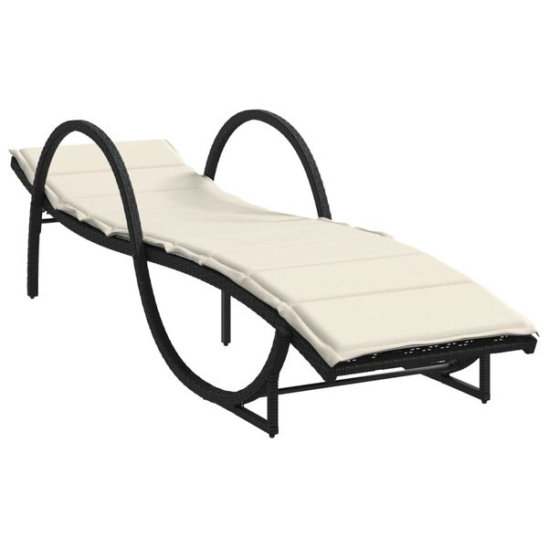 vidaXL Lettino Prendisole con Cuscino Nero 60x199x42 cm in Polyrattan