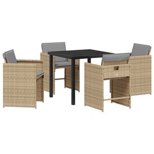 vidaXL Set da Pranzo per Giardino 5 pcs Beige polyrattan