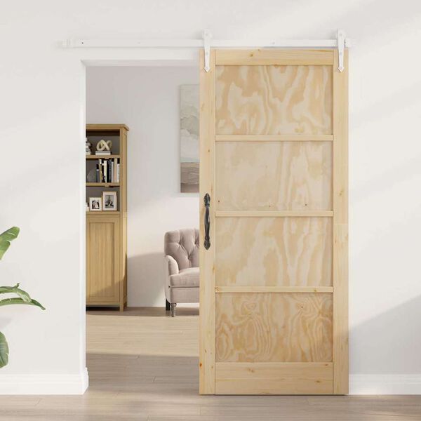 vidaXL Porta scorrevole ORKDAL Marrone 86 x 211 cm Pino massello