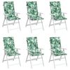 vidaXL Cuscini per Sedia Schienale Alto 6 pz Motivo Foglie in Tessuto