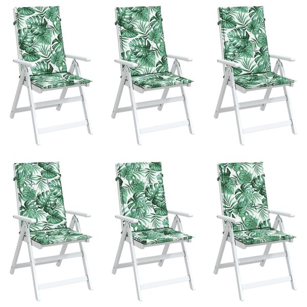 vidaXL Cuscini per Sedia Schienale Alto 6 pz Motivo Foglie in Tessuto