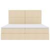 vidaXL Letto con luci a strisce a LED Crema 180 x 200 cm Tessuto