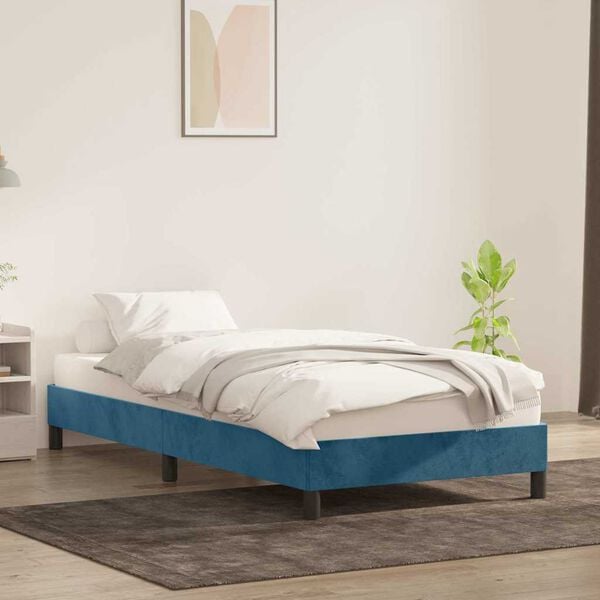 vidaXL Giroletto senza Materasso Blu Scuro 90x210 cm in Velluto