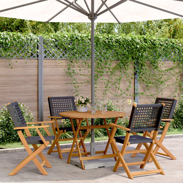 vidaXL Set da Pranzo per Giardino 5pz Nero Polyrattan e Legno Massello