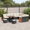 vidaXL Set Divano da Giardino 13 pcs Nero e Crema polyrattan