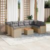 vidaXL Set Divano da Giardino 10 pz con Cuscini Beige in Polyrattan