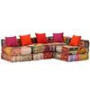 vidaXL Pouf Modulare a 4 Posti in Tessuto Patchwork