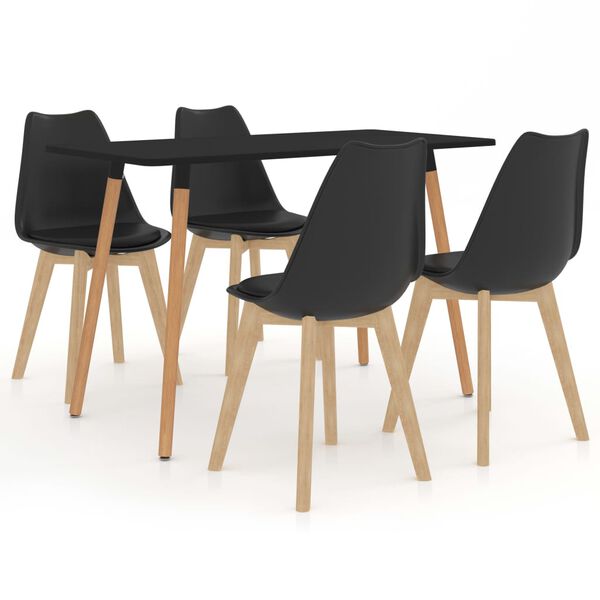 vidaXL Set da Pranzo 5 pz Nero