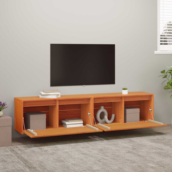 vidaXL Armadietto a muro 2 pcs Marrone cerato 80 x 30 x 35 cm