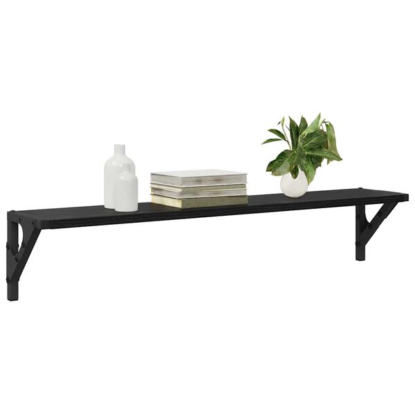 vidaXL Scaffali da parete 2 pcs Rovere Nero 80 x 15 x 15,5 cm