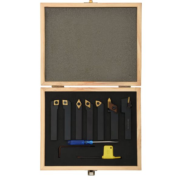 vidaXL Set di Utensili Indicizzabili per Tornitura 12 pz 12x12 mm 80mm