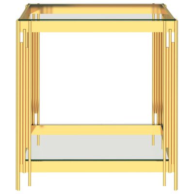 vidaXL Tavolino da Caffè Oro 55x55x55 cm in Acciaio Inox e Vetro