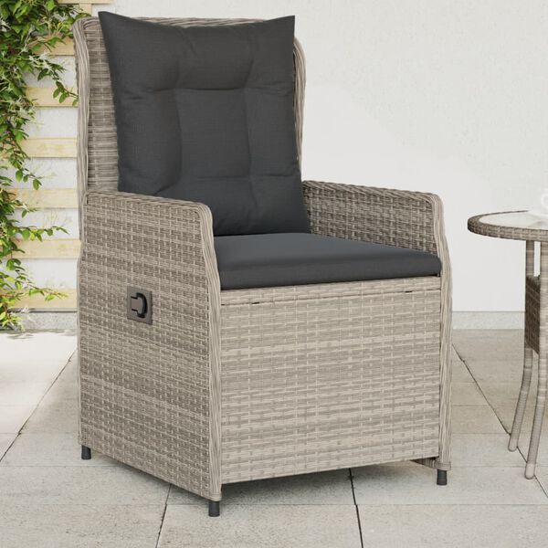 vidaXL Sedie da Giardino Reclinabili 2 pz Grigio Chiaro Polyrattan