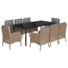 vidaXL Set da Pranzo da Giardino 9 pz con Cuscini Beige in Polyrattan