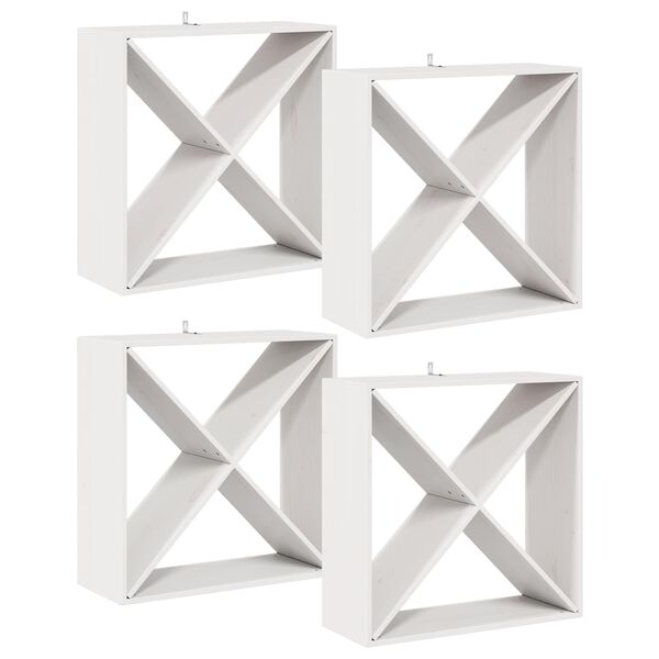 vidaXL Portabottiglie 4 pcs Bianco 62 x 25 x 62 cm Pino massello