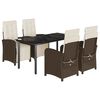 vidaXL Set da Pranzo da Giardino 5pz con Cuscini in Polyrattan Marrone