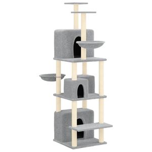 vidaXL Albero per Gatti con Tiragraffi in Sisal Grigio Chiaro 180 cm