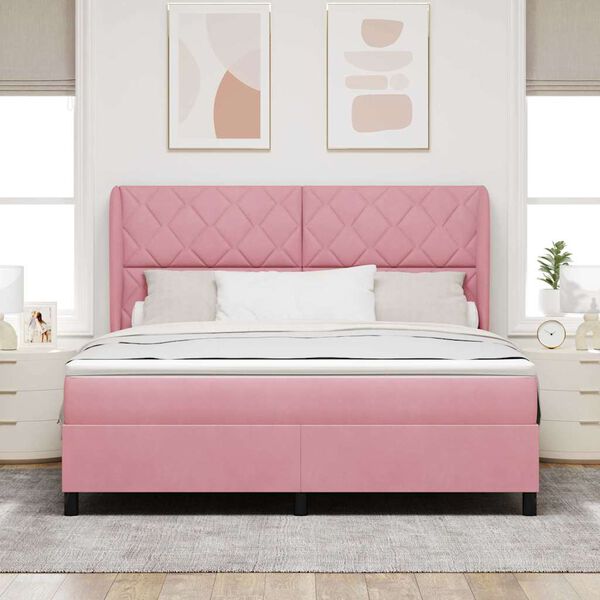 vidaXL Letto a molle con materasso Rosa 200 x 180 cm Poliestere