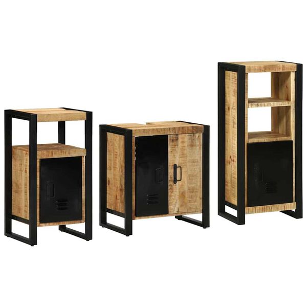 vidaXL Set di mobili per il bagno 3 pcs Legno di mango massello