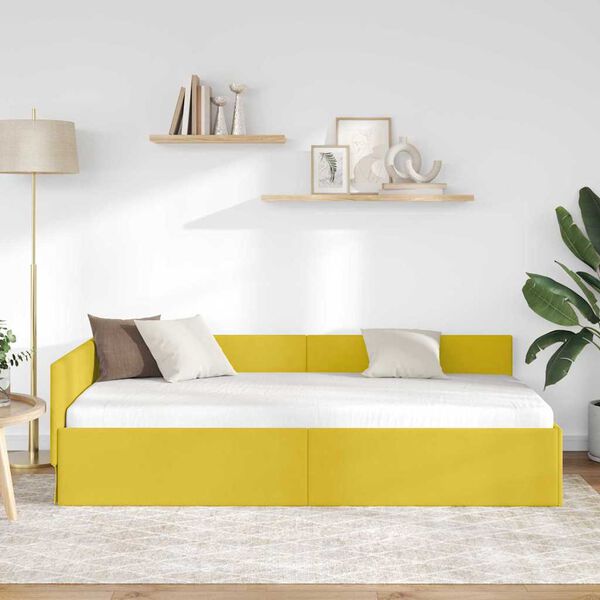 vidaXL Cornice del letto ad angolo Giallo 90 cm x 190 cm Velluto