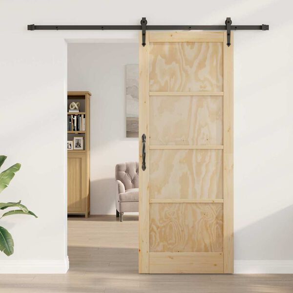 vidaXL Porta scorrevole ORKDAL Marrone 83 x 211 cm Pino massello