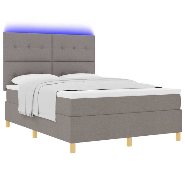 vidaXL Letto a Sorgente LED con materasso Talpa 160 x 200 cm Tessuto