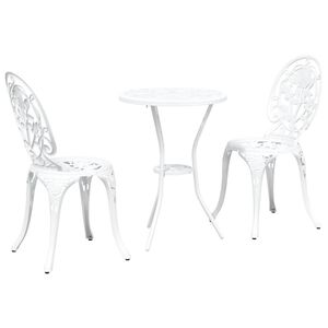 vidaXL Set Bistro da Giardino 3 pcs Bianco Alluminio