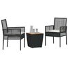 vidaXL Set Bistro da Giardino 3 pcs Nero Poly Rattan