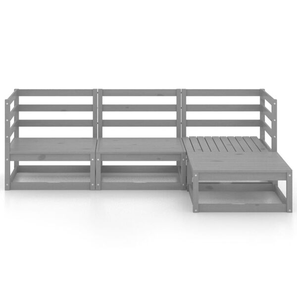 vidaXL Set Divani da Giardino 4 pz Grigio in Legno Massello di Pino