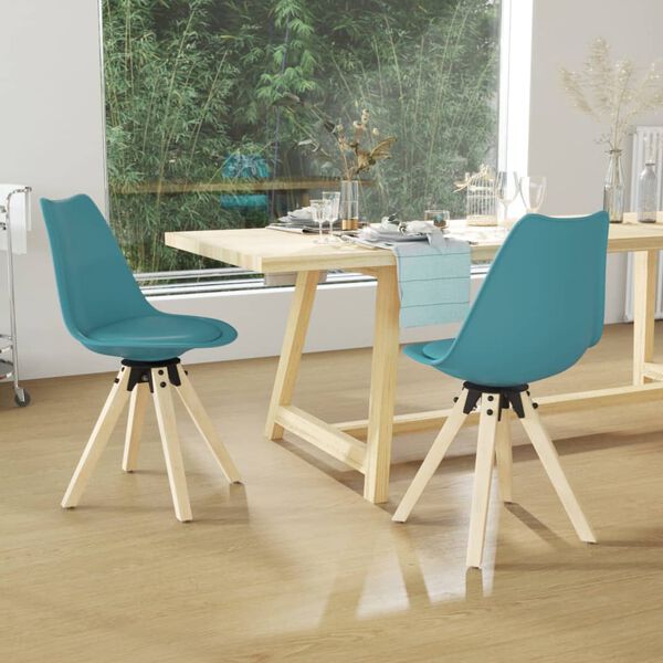 vidaXL Sedie da Pranzo Girevoli 2 pz Turchesi in PP