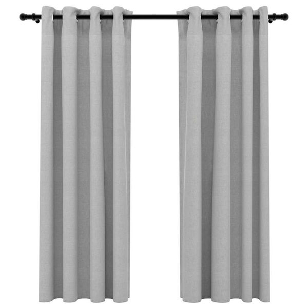 vidaXL Tende Oscuranti Effetto Lino con Occhielli 2pz 140x175cm Grigio