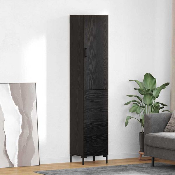 vidaXL Credenza Rovere Nero 34,5 x 34 x 180 cm Legno multistrato