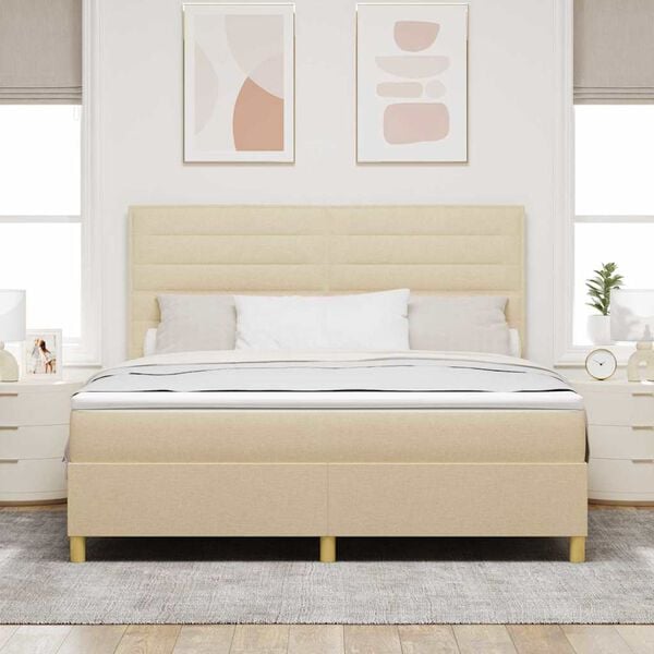 vidaXL Letto a molle con materasso Crema 180 x 200 cm Tessuto