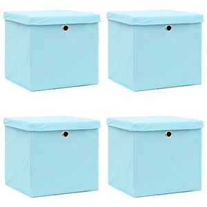 vidaXL Contenitori con Coperchi 4 pz 28x28x28 cm Azzurro