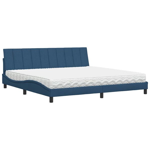 vidaXL Letto con Materasso Hanko Blu 200x200 cm in Tessuto