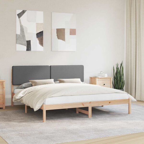 vidaXL Letto con Testiera Rivestita Grigio scuro 200 x 200 cm